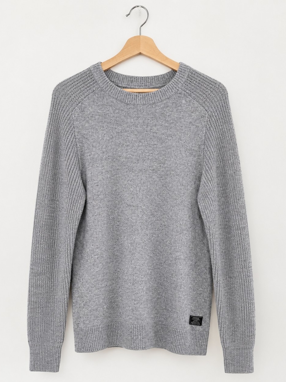 L.O.G.G By H&M Men's Gray 100% Cotton Knit Crewneck Sweater Size S Cozy